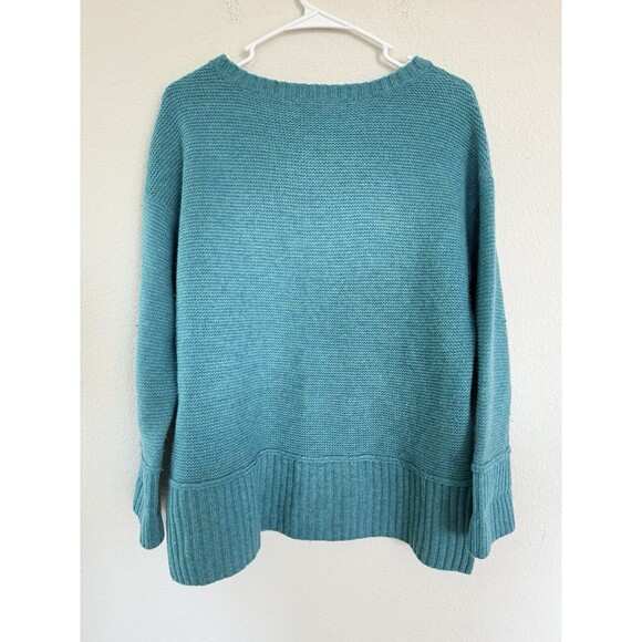 J Jill Blue Wool Chunky Knit Sweater Size Medium Granniecore Outdoor Top Casual - Picture 2 of 6